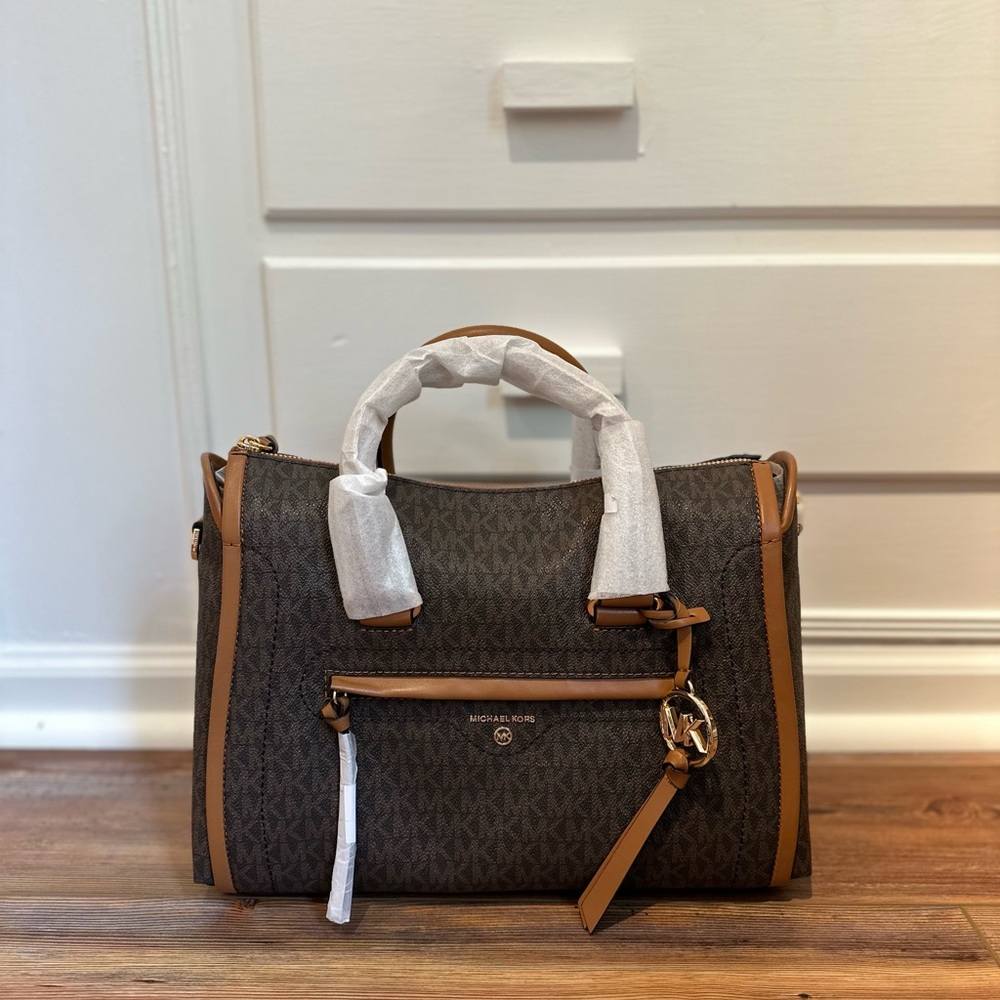 Michael Kors Brown Carine Logo Satchel